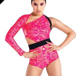 Jazz Asymmetrical Sassy Pink Black Gold Costume